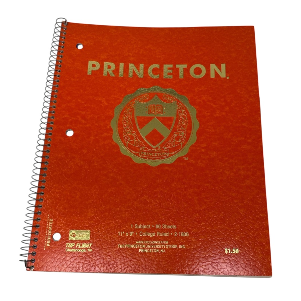 Top Flight Vintage Princeton University College Ruled Orange Spiral Notebook